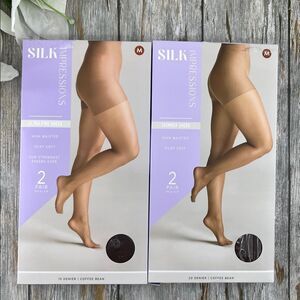 Silk Impressions Shimmer Sheer Pantyhose Stockings 20 Denier Sheer 2, 2-Packs M